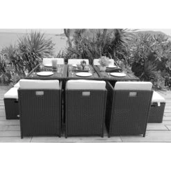 NOTRE SELECTION Ensemble Repas 11 Pièces CUBE DINNING Acier Noir