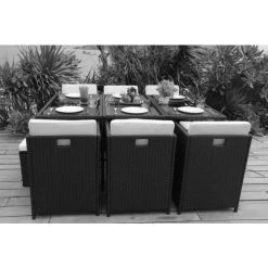 NOTRE SELECTION Ensemble Repas 11 Pièces CUBE DINNING Acier Noir -Weber Boutique AFD 154887