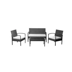 NOTRE SELECTION Salon De Jardin Acier Noir LUZ 2 Chaises 1 Banc Et 1 Table - TE11-SOFA -Weber Boutique AFD 154904
