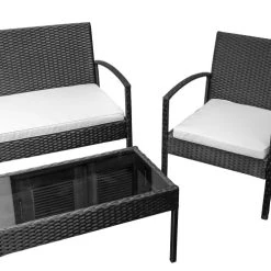 NOTRE SELECTION Salon De Jardin Acier Noir LUZ 2 Chaises 1 Banc Et 1 Table - TE11-SOFA -Weber Boutique AFD 154905