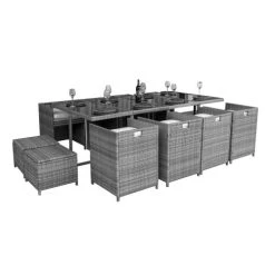 NOTRE SELECTION Ensemble Repas 13 Pièces CUBA Acier Taupe