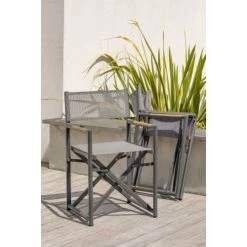 Fauteuil De Jardin Pliant HONFLEUR DCB Garden Gris Anthracite - HONFLEUR-DC -Weber Boutique AFD 190413