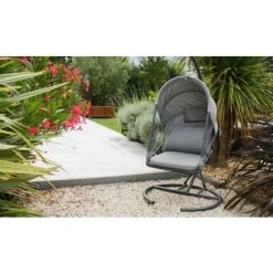 Balancelle De Jardin LACANAU DCB Garden Avec Coussins Gris Anthracite - LACANAU-CL -Weber Boutique AFD 190609